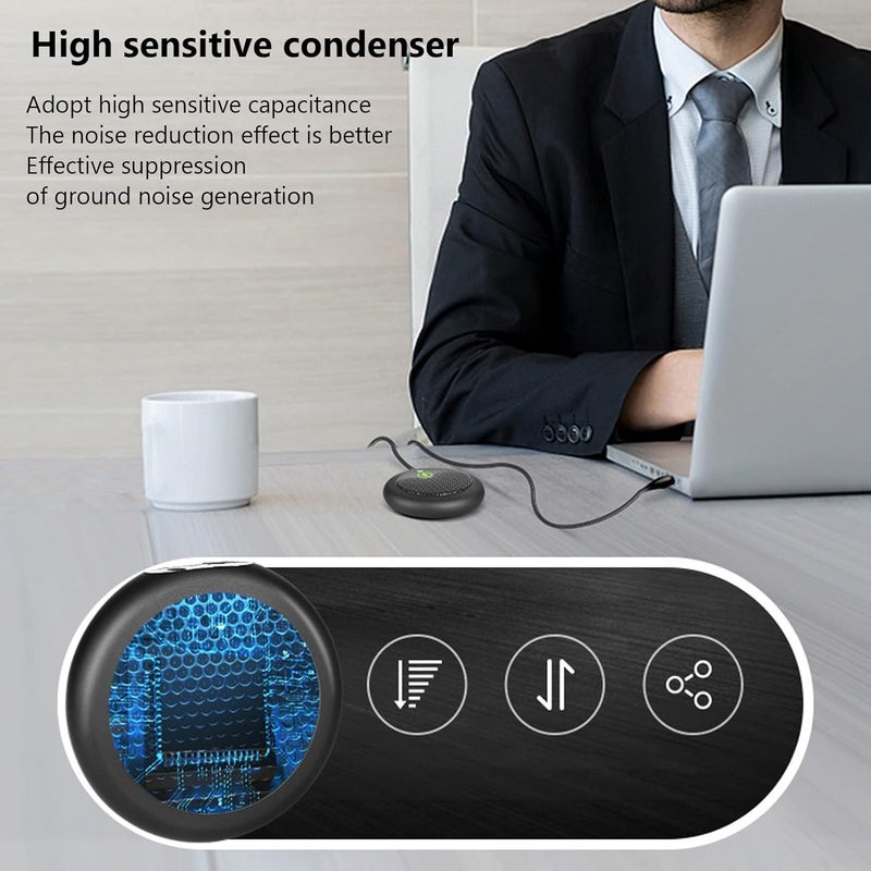 Omnidirectional USB Conference Microphone, Computer Microphone with 5m Pick Up Range, Noise Reduction Mute, Type C Plug and Play for Video Meeting, Online Lecture, Live Broa - Image 5