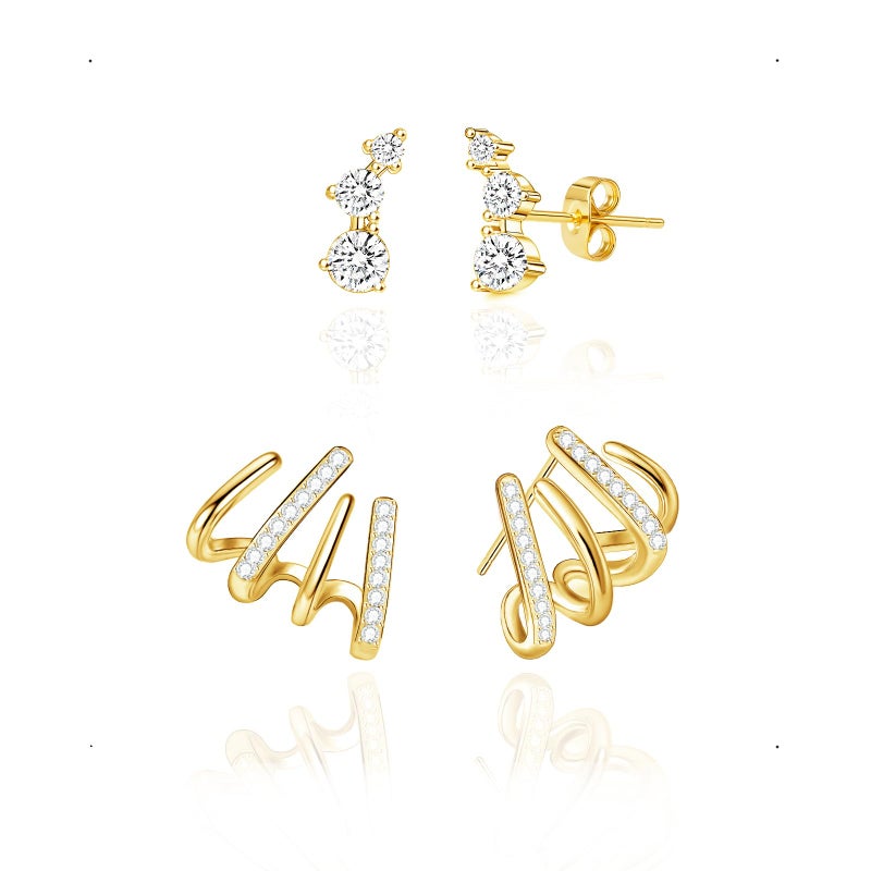 IMBOS Gold Earrings for Women Trendy 14K Gold Stud Earrings Claw Earring for Women Dainty Simple Minimalist Hypoallergenic Jewelry Gifts - Image 1