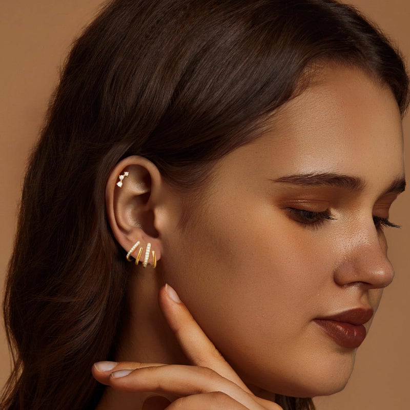 IMBOS Gold Earrings for Women Trendy 14K Gold Stud Earrings Claw Earring for Women Dainty Simple Minimalist Hypoallergenic Jewelry Gifts - Image 4