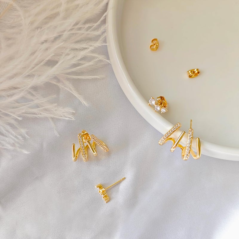 IMBOS Gold Earrings for Women Trendy 14K Gold Stud Earrings Claw Earring for Women Dainty Simple Minimalist Hypoallergenic Jewelry Gifts - Image 5