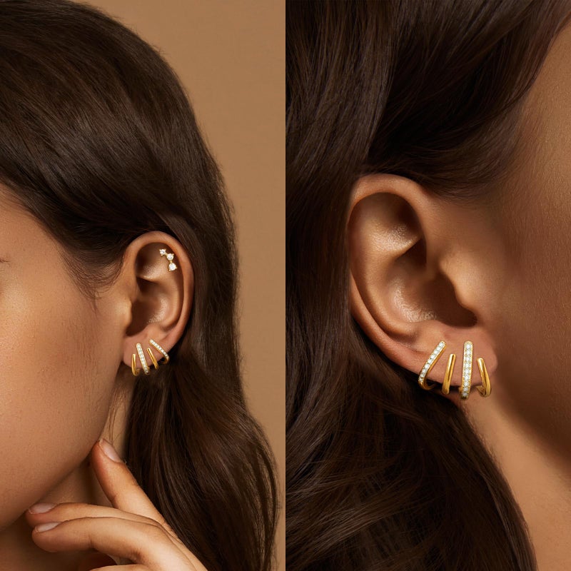 IMBOS Gold Earrings for Women Trendy 14K Gold Stud Earrings Claw Earring for Women Dainty Simple Minimalist Hypoallergenic Jewelry Gifts - Image 3