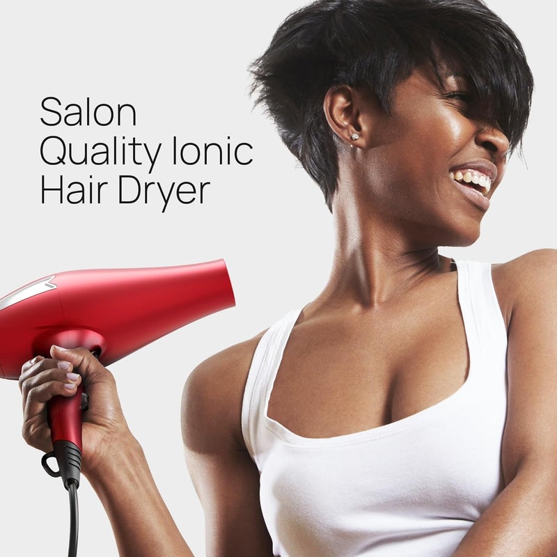 TREZORO Professional Blow Dryer for Women – Ionic Hair Dryer 2000W for Salon & Personal Use – Powerful, Fast & Quiet Drying for Curly Hair, Unwanted Frizz – Design for Travel – 8.2ft Cord – Red - Image 2