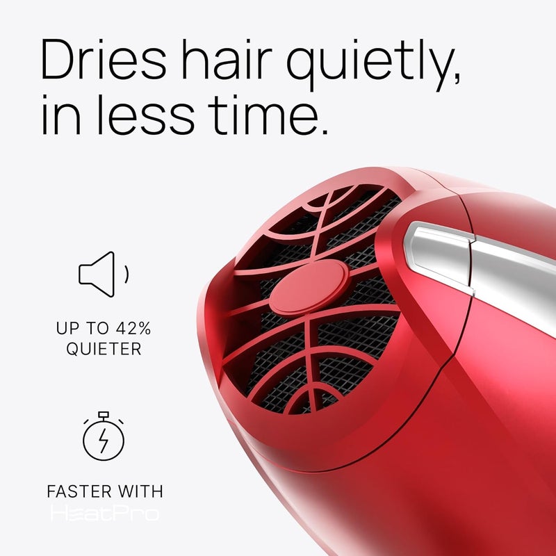 TREZORO Professional Blow Dryer for Women – Ionic Hair Dryer 2000W for Salon & Personal Use – Powerful, Fast & Quiet Drying for Curly Hair, Unwanted Frizz – Design for Travel – 8.2ft Cord – Red - Image 3