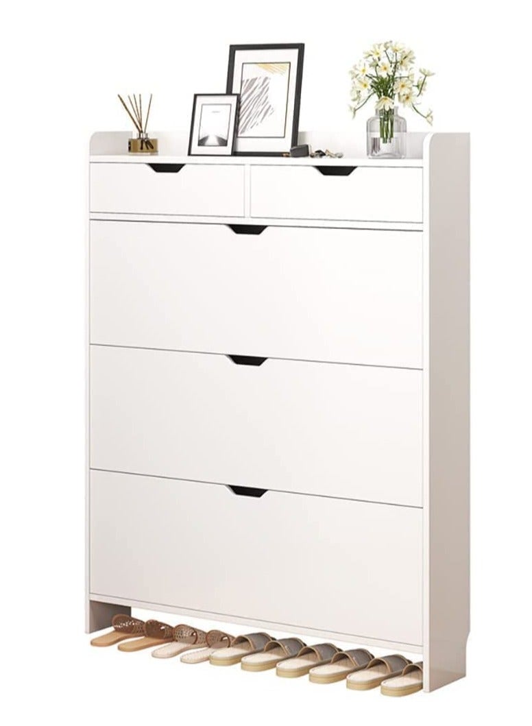 LEDIN Tipper shoe cabinet ultra-thin home narrow door indoor good-looking bedroom against the wall dustproof dormitory simple shoe cabinet (with drawer 100 * 17 * 125) - Image 1