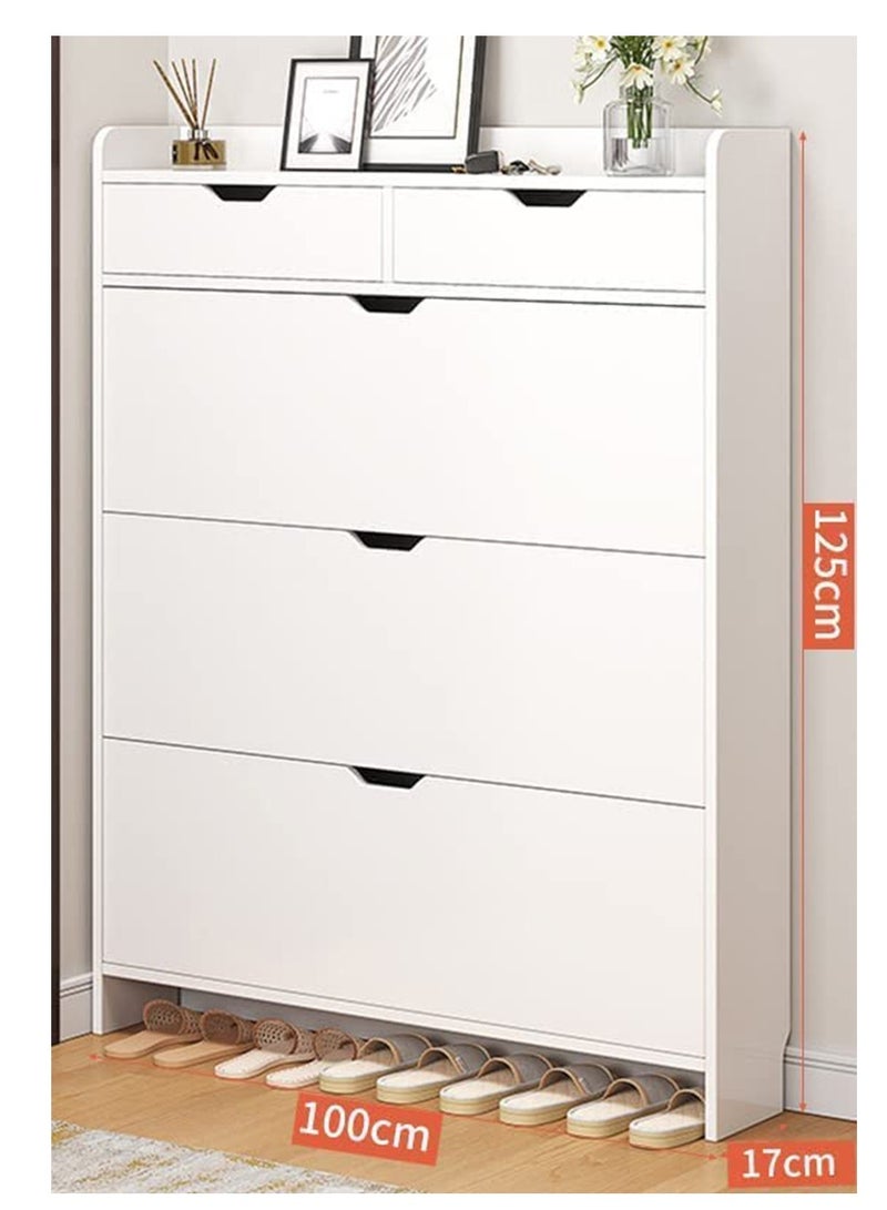 LEDIN Tipper shoe cabinet ultra-thin home narrow door indoor good-looking bedroom against the wall dustproof dormitory simple shoe cabinet (with drawer 100 * 17 * 125) - Image 2