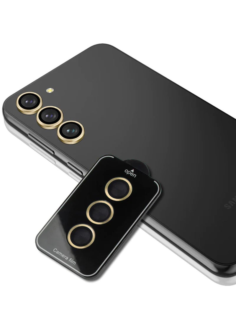 Wtech Samsung Galaxy S25 Plus / S25+ 2025 Premium Alloy Ring Camera Lens Tempered Glass Protector Shield - Titanium Gold - Image 4