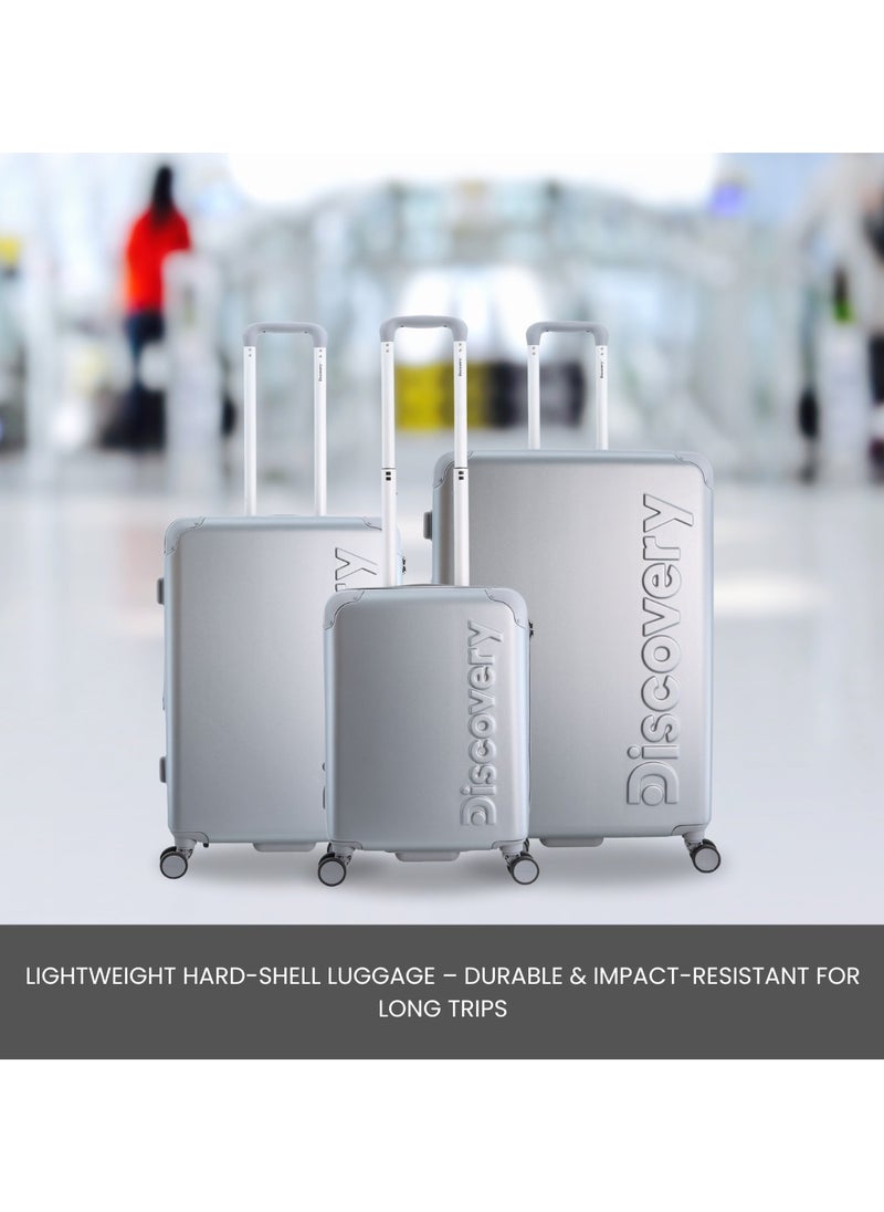Discovery Discovery Focus ABS Hardside Checked Travel Luggage, Durable Lightweight 4 Double Wheel Expandable Trolley Bag, Extra Secure Combination Lock, 28" Suitcase, Check-In Large Trolley - Silver.  - Image 4
