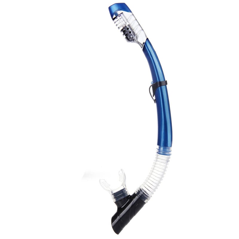 AQUA A DIVE SPORTS AQUA A DIVE SPORTS Dry Snorkel Easy Breath Diving Snorkel for Snorkeling Scuba Diving Swimming with Top Dry Valve and Food Grade Silicone Mouthpiece for Adult Youth Blue/Clear  - Image 1