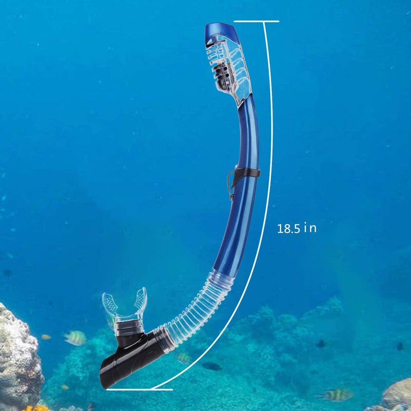 AQUA A DIVE SPORTS AQUA A DIVE SPORTS Dry Snorkel Easy Breath Diving Snorkel for Snorkeling Scuba Diving Swimming with Top Dry Valve and Food Grade Silicone Mouthpiece for Adult Youth Blue/Clear  - Image 5