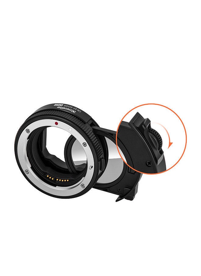 Commlite - Commlite CM-EF-EOSR VND Metal Lens Mount Adapter Ring AF Auto Focus IS Anti-Shake with Variable ND Filter Compatible with Canon EF/EF-S Lens to EOSR/RF Mirrorless Camera - Image 1