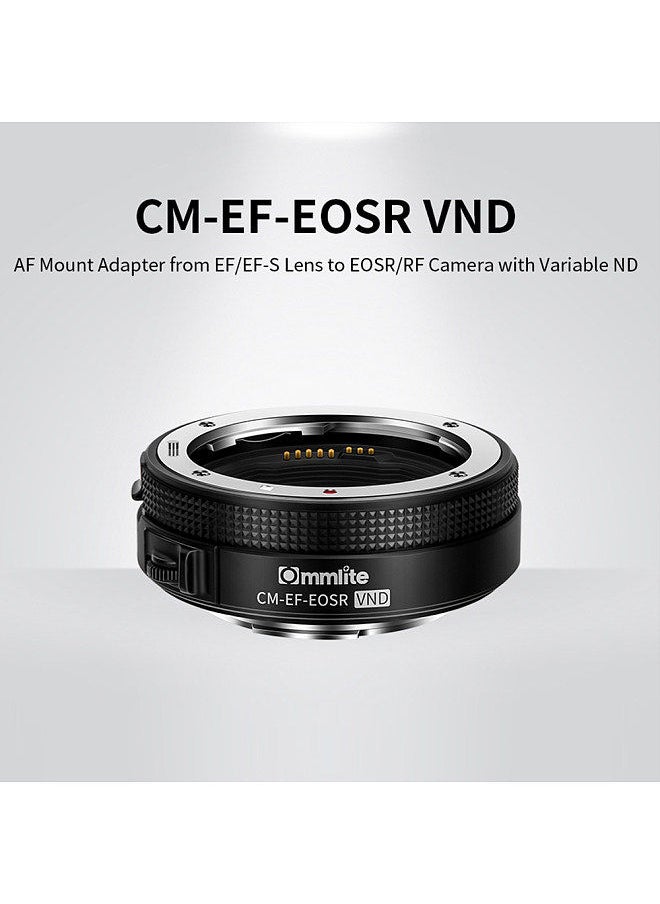 Commlite - Commlite CM-EF-EOSR VND Metal Lens Mount Adapter Ring AF Auto Focus IS Anti-Shake with Variable ND Filter Compatible with Canon EF/EF-S Lens to EOSR/RF Mirrorless Camera - Image 1