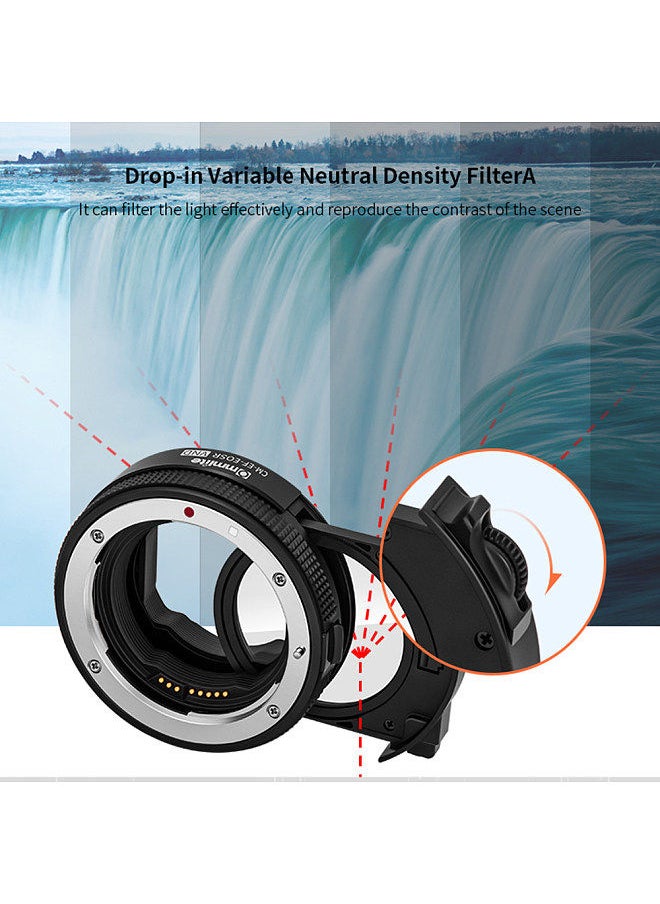 Commlite - Commlite CM-EF-EOSR VND Metal Lens Mount Adapter Ring AF Auto Focus IS Anti-Shake with Variable ND Filter Compatible with Canon EF/EF-S Lens to EOSR/RF Mirrorless Camera - Image 1