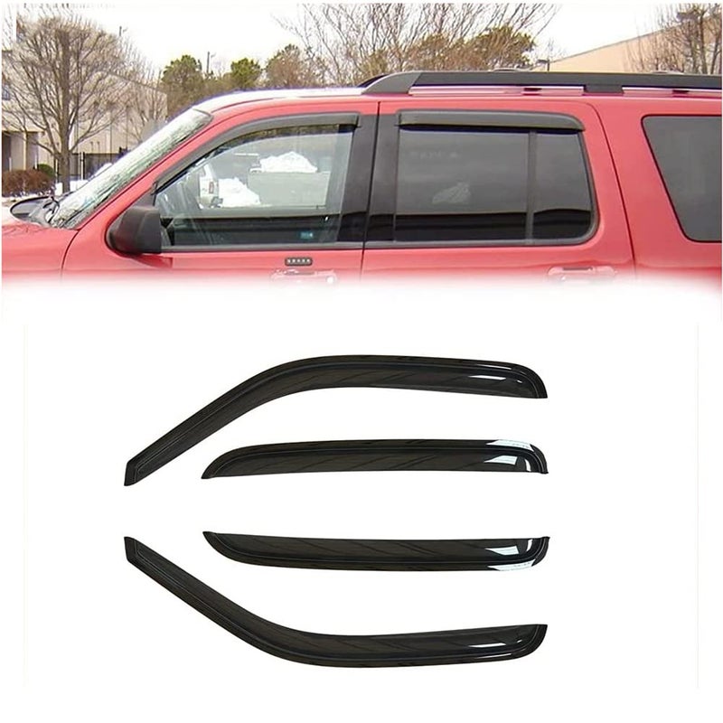 Kucaruce 94819 Side Window Visor Deflector Rain GuardTapeon Shatterproof Dark Smoke4pc window shades fit for 0210 Ford Explorer  Mercury Mountaineer 0305 Lincoln Aviator 4Door SUV
