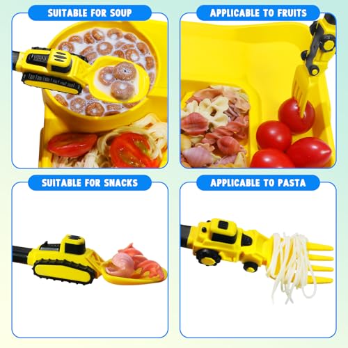 Deinyi Construction Toddler Utensils - Reusable Plastic Toddler Fork and Spoon & Storage Case - Suitable for Kids Utensils - Christmas Gifts and Birthday Gifts for 1 2 3 4 5 6 7 year old, Yellow - Image 5