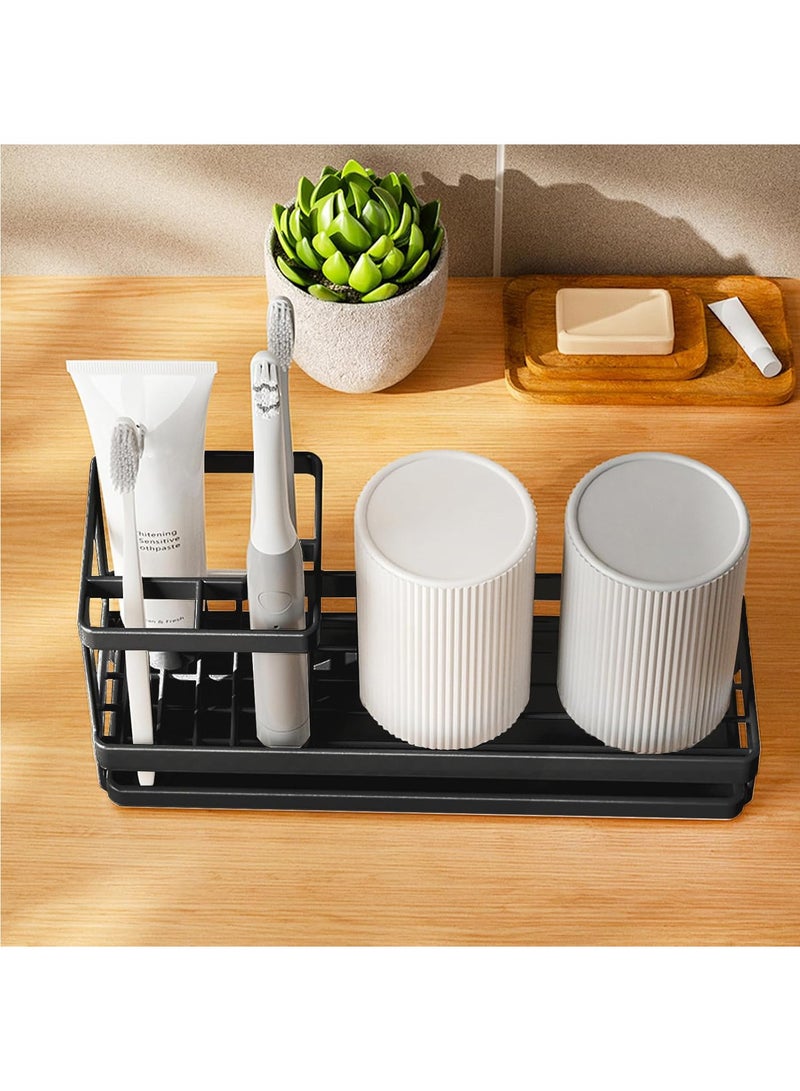 Hihonor Toothbrush Holders for Bathrooms with Drainage, 4 Slots Tooth Brushing Organizer for Bathroom Countertop, Electric Toothbrush and Toothpaste Holder, Tooth Brush Organization White (Rustproof)  - Image 2