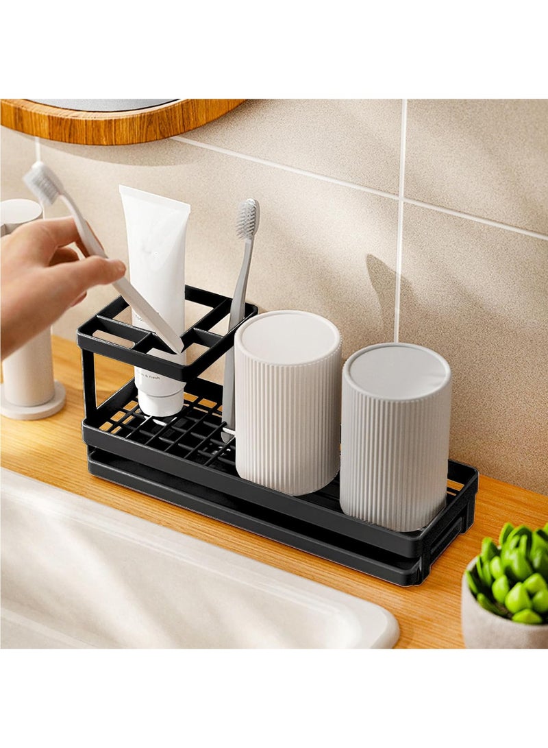 Hihonor Toothbrush Holders for Bathrooms with Drainage, 4 Slots Tooth Brushing Organizer for Bathroom Countertop, Electric Toothbrush and Toothpaste Holder, Tooth Brush Organization White (Rustproof)  - Image 3