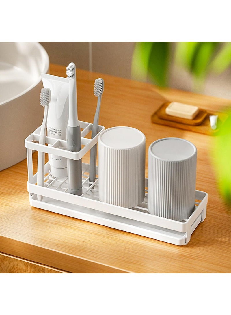 Hihonor Toothbrush Holders for Bathrooms with Drainage, 4 Slots Tooth Brushing Organizer for Bathroom Countertop, Electric Toothbrush and Toothpaste Holder, Tooth Brush Organization White (Rustproof)  - Image 5