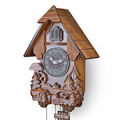 TIMEGEAR Cuckoo Clock with Automatic Night Mode, Swinging Pendulum and Quartz Movement (Brown) - Image 5