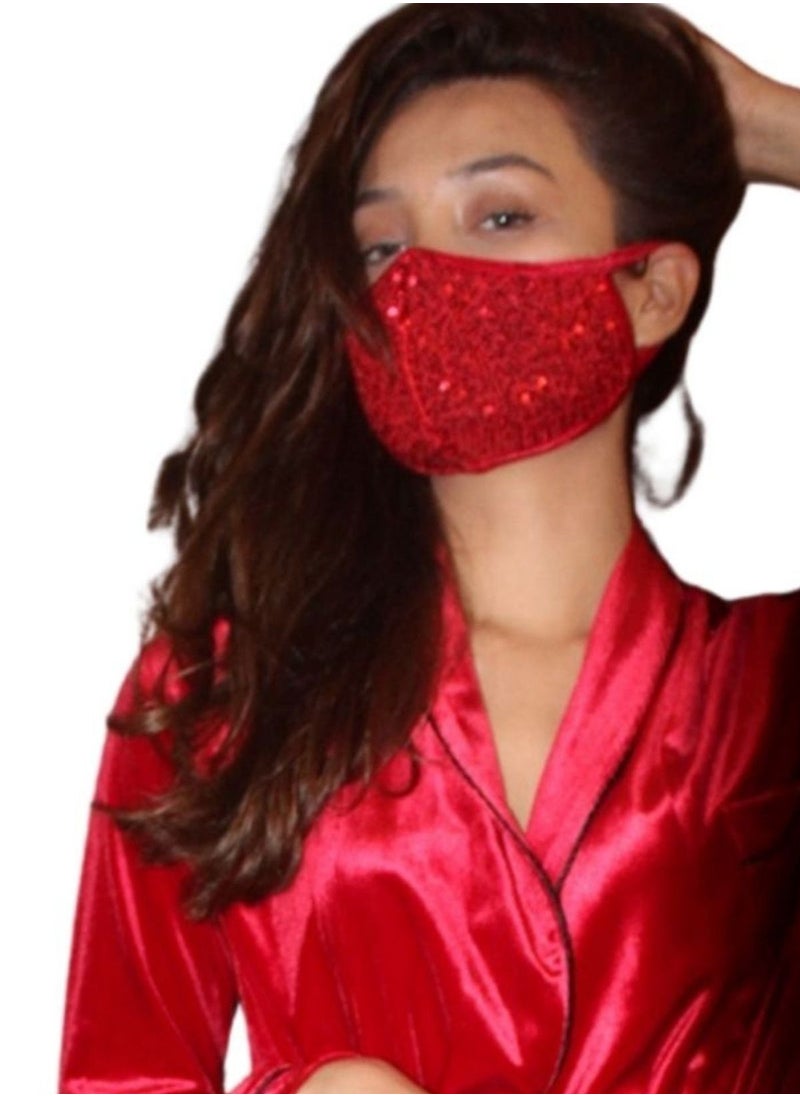 VENTIUP - Sequin Mask Red - Image 1