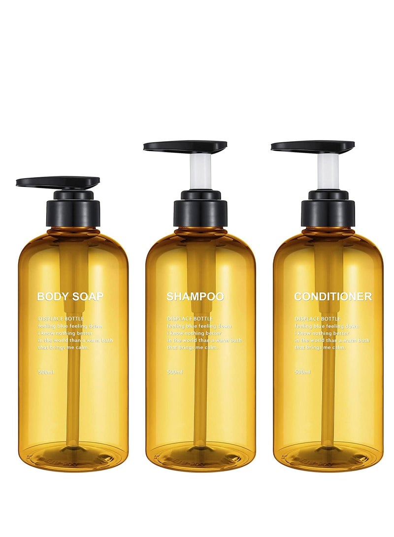 واي آند دي زجاجات مضخة فارغة ، موزع جل لليدين 500 مل بلاستيكية مع أوعية صابون قابلة لإعادة الملء للحمام والمطبخ والشامبو وجل الاستحمام المرطب 3 عبوات - Image 1