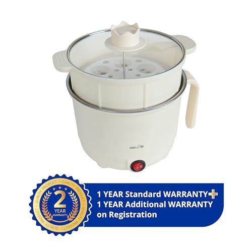 IBELL MPK150PM Multipurpose Electric Kettle, 1.5 Litre, 600W, 2 Cooking Pots & Egg Boiler For Boiling Water, Egg, Stainless Steel Body (White) - Image 2
