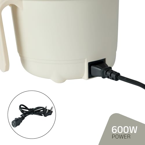 IBELL MPK150PM Multipurpose Electric Kettle, 1.5 Litre, 600W, 2 Cooking Pots & Egg Boiler For Boiling Water, Egg, Stainless Steel Body (White) - Image 5