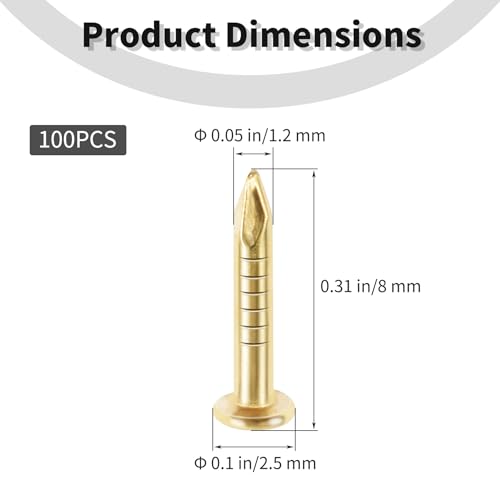FOCMKEAS 100 Pcs Tiny Hardware Nails 5/16" Passivation Wood Nails Brass Finishing Nail Small Nail for Picture Hanging Wall-Mounted Decorations DIY Projects Handicrafts Home Decor (Gold) - Image 2