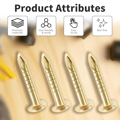 FOCMKEAS 100 Pcs Tiny Hardware Nails 5/16" Passivation Wood Nails Brass Finishing Nail Small Nail for Picture Hanging Wall-Mounted Decorations DIY Projects Handicrafts Home Decor (Gold) - Image 3