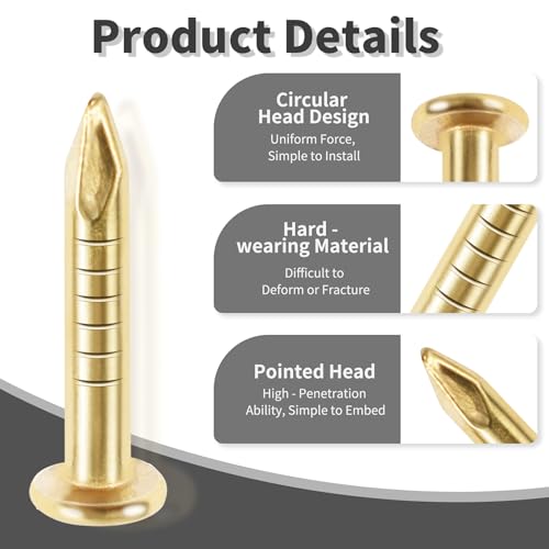 FOCMKEAS 100 Pcs Tiny Hardware Nails 5/16" Passivation Wood Nails Brass Finishing Nail Small Nail for Picture Hanging Wall-Mounted Decorations DIY Projects Handicrafts Home Decor (Gold) - Image 4