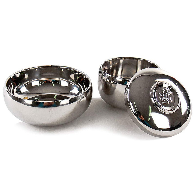 GARASANI Kitchen Tableware Stainless Steel Round Korean Traditional Rice Bowl With Lid Soup Bowl Set Vacuum Insulated Double Wall Metal Dinnerware