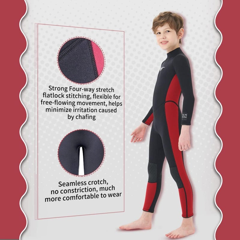 Seaskin Kids Wetsuit for Boys Girls Toddlers, 2mm Shorty Diving Suits Front Zipper 3mm Full Suits Back Zip Wet Suits Neoprene Thermal Swimsuits Keep Warm for Diving Surfing Swim Lessons - Image 4