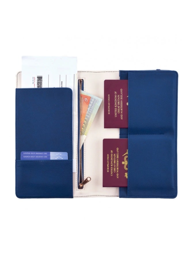 Generic Brand RFID-Passport Holder for Family - RFID Large Passport Wallet with Airtag & Card Holder Women Men, Lightweight Passport Cover Case Book Document Organizer with Zipper Pocket,Navy Blue - Image 5