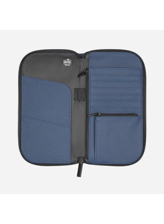 Generic Brand RFID-Passport Holder for Family - RFID Large Passport Wallet with Airtag & Card Holder Women Men, Lightweight Passport Cover Case Book Document Organizer with Zipper Pocket,Navy Blue - Image 2