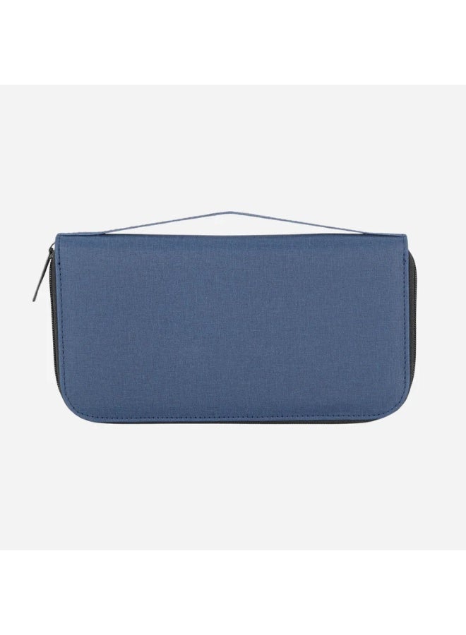 Generic Brand RFID-Passport Holder for Family - RFID Large Passport Wallet with Airtag & Card Holder Women Men, Lightweight Passport Cover Case Book Document Organizer with Zipper Pocket,Navy Blue - Image 3