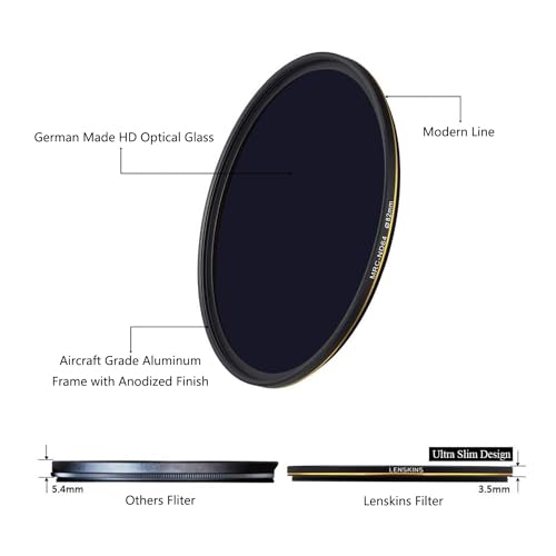 LENSKINS 82mm ND64 Filter, 6 Stop Neutral Density Filter for Camera Lenses, 16-Layer Multi-Resistant Coated, German Optics Glass, Weather-Seal ND Filters with Lens Cloth - Image 2