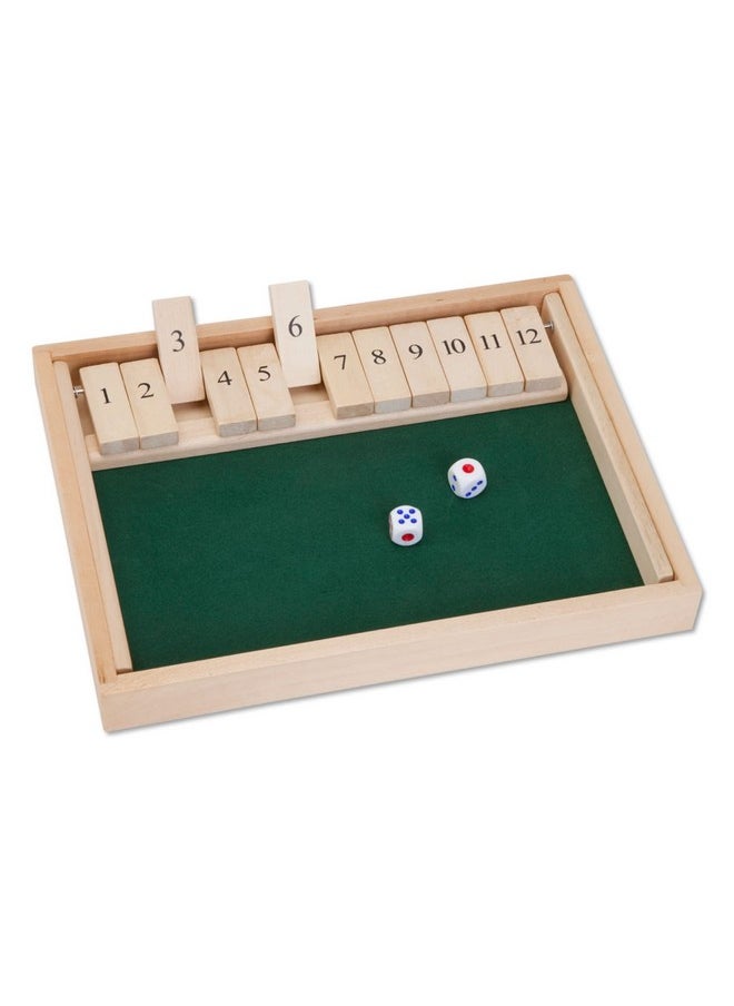 Bits and Pieces Bits and Pieces - Large Shut The Box Game - 3-in-1 Board Game - 12 Dice Board Game - Wooden Pub Tabletop Game Box - 2 Dice Included  - Image 1