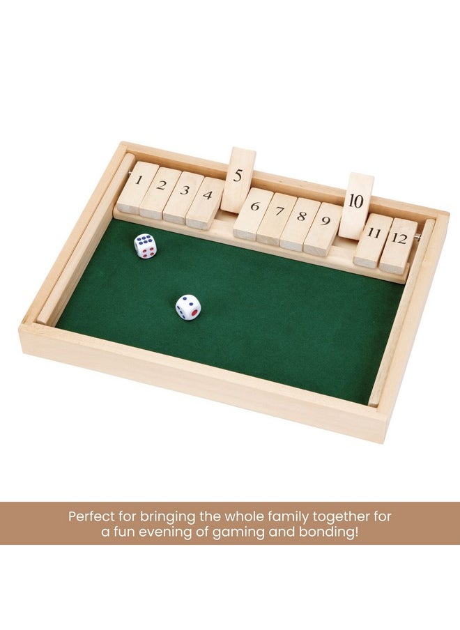 Bits and Pieces Bits and Pieces - Large Shut The Box Game - 3-in-1 Board Game - 12 Dice Board Game - Wooden Pub Tabletop Game Box - 2 Dice Included  - Image 4