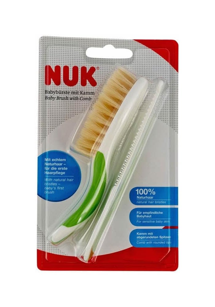 NUK Baby Hair Brush with Comb - Green - Image 1