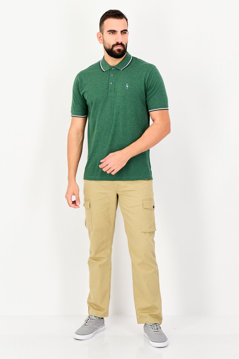Tailorbyrd Men Regular Fit Embroidered Logo Short Sleeve Polo Shirt, Green - Image 3
