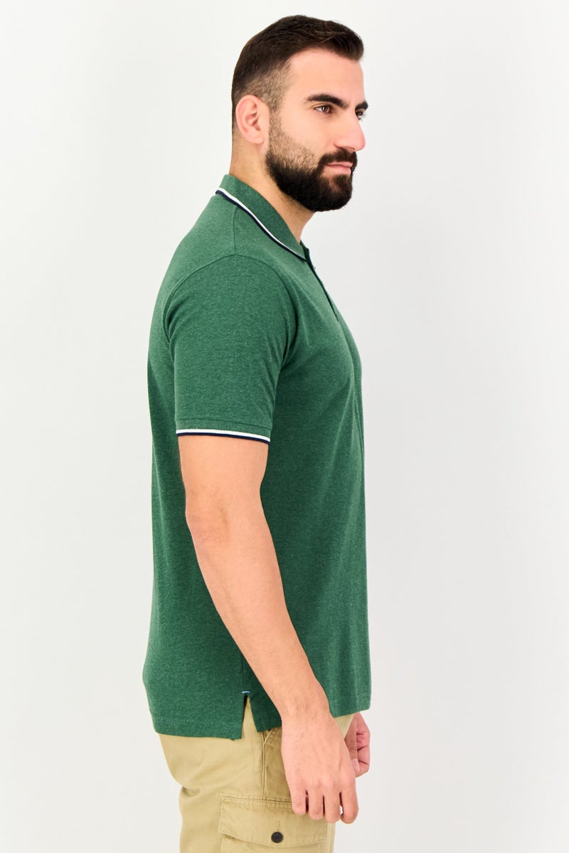 Tailorbyrd Men Regular Fit Embroidered Logo Short Sleeve Polo Shirt, Green - Image 4
