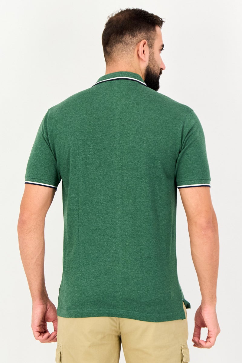 Tailorbyrd Men Regular Fit Embroidered Logo Short Sleeve Polo Shirt, Green - Image 2