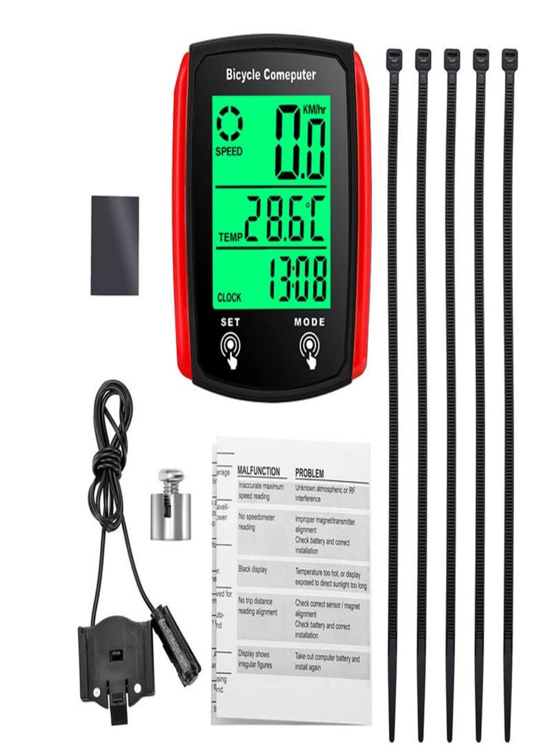 YSANAM Wired Bike Computer,MPH KM/H Bicycle Computer,Digital LCD Backlight Display Bike Speedometer,Waterproof Cycling Computers Odometer - Image 5