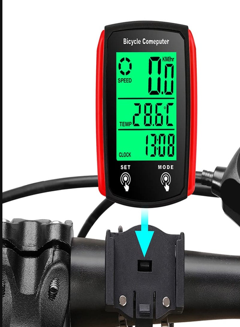 YSANAM Wired Bike Computer,MPH KM/H Bicycle Computer,Digital LCD Backlight Display Bike Speedometer,Waterproof Cycling Computers Odometer - Image 2