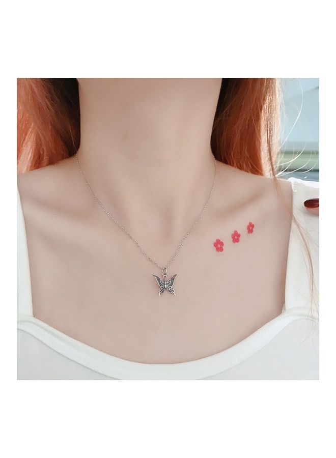 بيرفيي S925 Sterling Silver Crystal Studded Pendant Necklace - Image 2