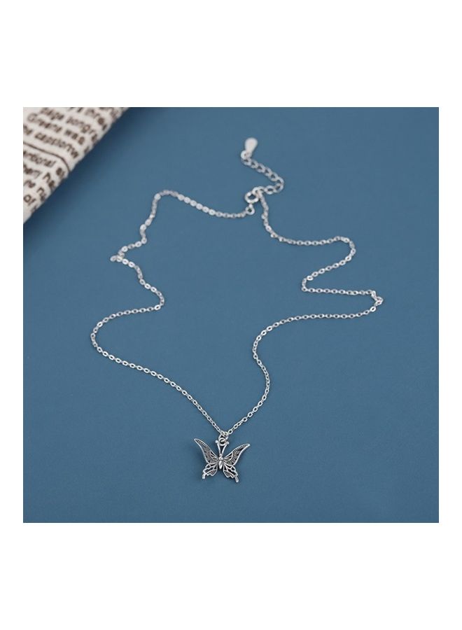 بيرفيي S925 Sterling Silver Crystal Studded Pendant Necklace - Image 4