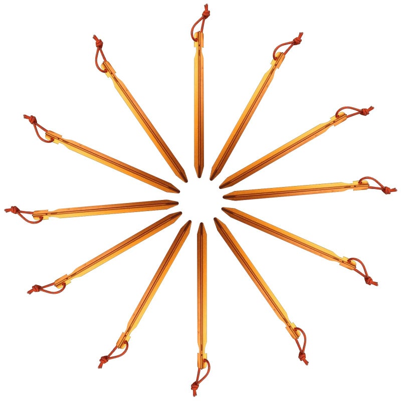 All one tech 12 Pack Tent Stakes, 7075 Ground Metal Camping Aluminum Tent Pegs, Lightweight Tent Stakes Heavy Duty Spikes Camping Accessories, Orange - Image 3