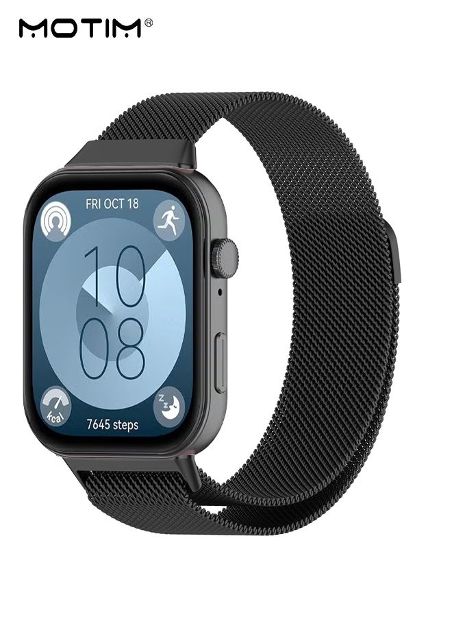 Motim Stainless Steel Milanese Loop Band for Huawei Fit 3/Fit 4/Fit 4 Pro, Adjustable Sports Strap Metal Watchband - Image 1
