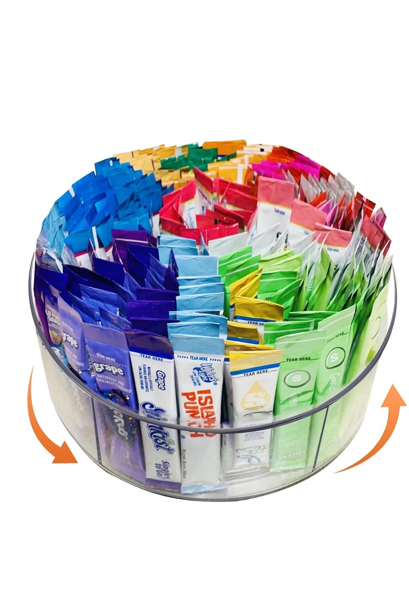 LOOPITYS Rotating Storage Organizer(11.8"*4.1") 360° Cosmetic rotating storage rack,Drink Mixes/Drink Packet/Water Packet/Water Flavor Packet Organizer Lazy Susan Organizer for Drink Mixes Necessities in Desktop,Cabinets,Shelves, or Countertop organization - Image 1