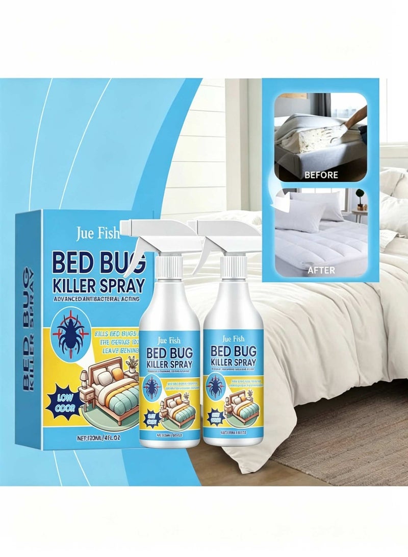 JUE FISH 2Plant-Based Bed Bug Killer Spray, Low Fresh Scent Contact Kill Insect Spray, Roach Flea Moth Spider Repellent, Non-Greasy Stain-Free Indoor Outdoor Bug Spray Safe For Kids & Pets - Image 2