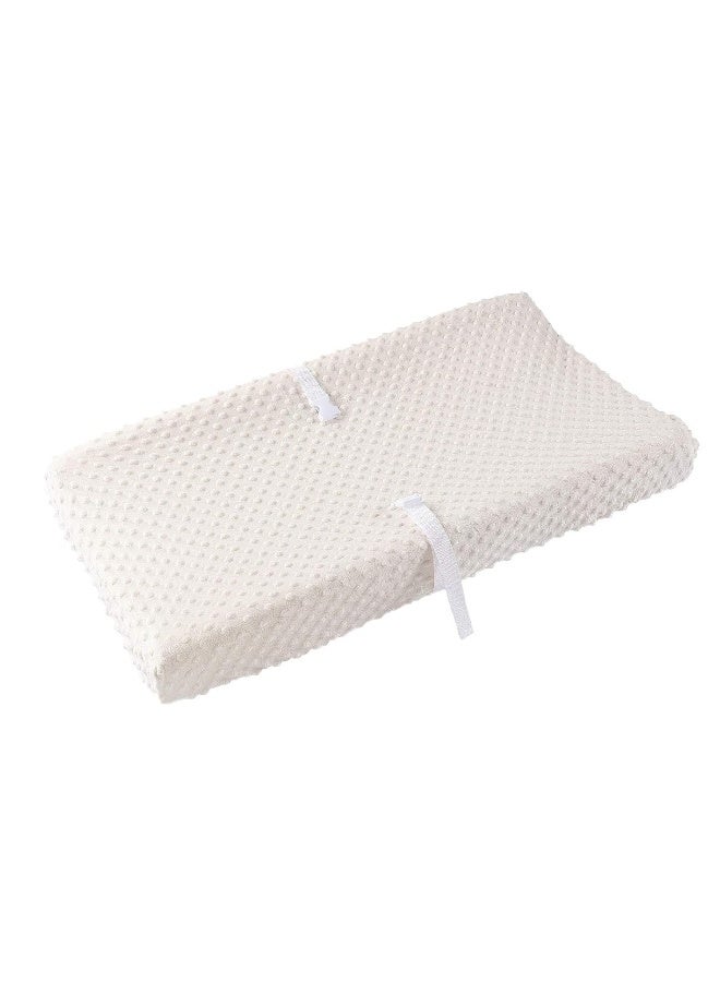 Aullar Solid Changing Table Pad Cover Cradle Sheet, Fits 32"/34''x16" Contoured Diaper Changing Pad, Ultra Soft Cozy Minky Dots Plush Changing Table Covers, Breathable Wipeable Removable (Beige) - Image 4